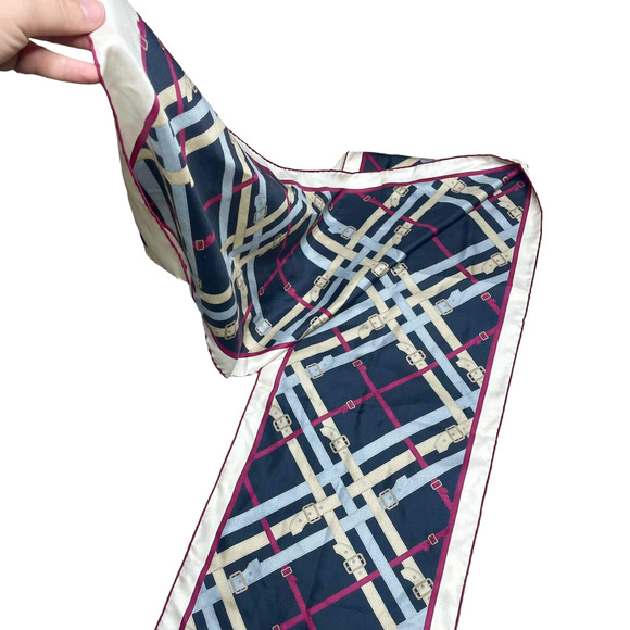 BURBERRY Silk Belt Nova Check Plaid Belt Print Rectangle Scarf 11x62 - Picture 16 of 16